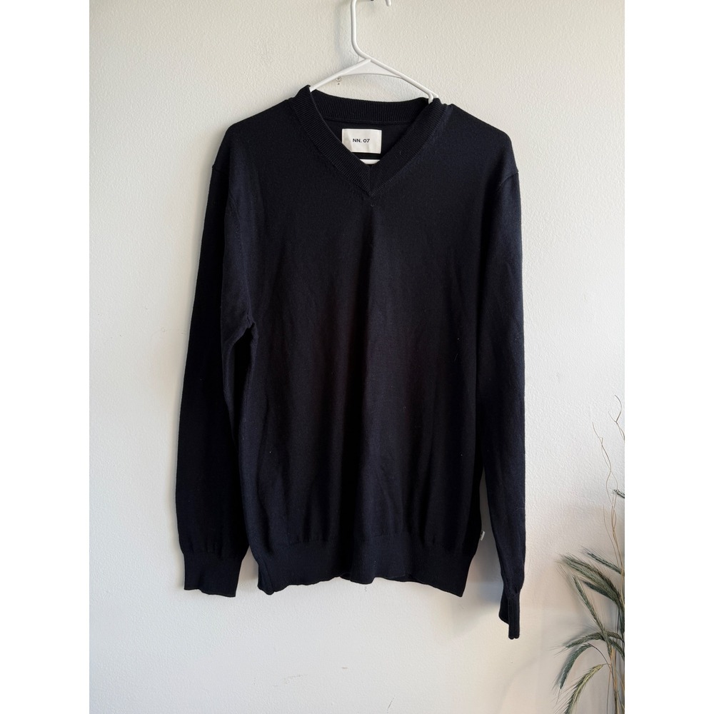 NN.07 Serge V-Neck 6584 Black Wool Blend Knit Sweater Mens Size M